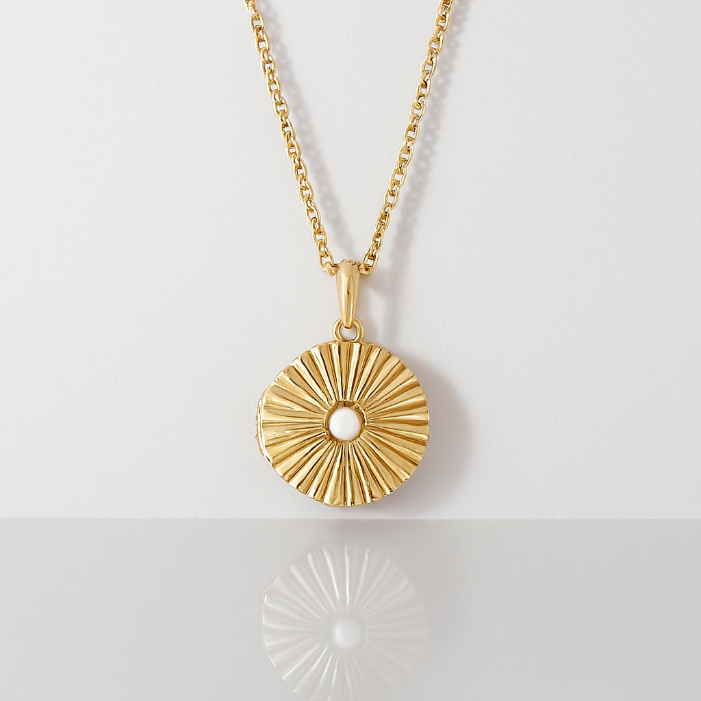 Radiant Pearl Locket Necklace - Gold