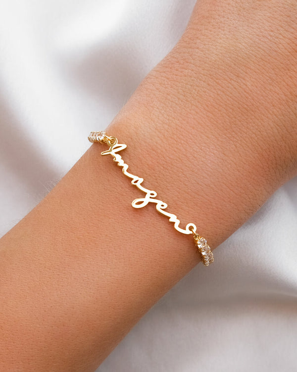 Signature Name Tennis Bracelet (Gold)