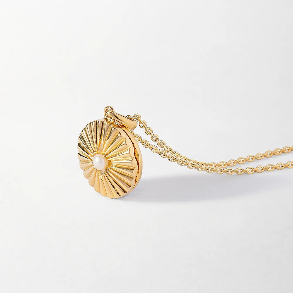 Radiant Pearl Locket Necklace - Gold