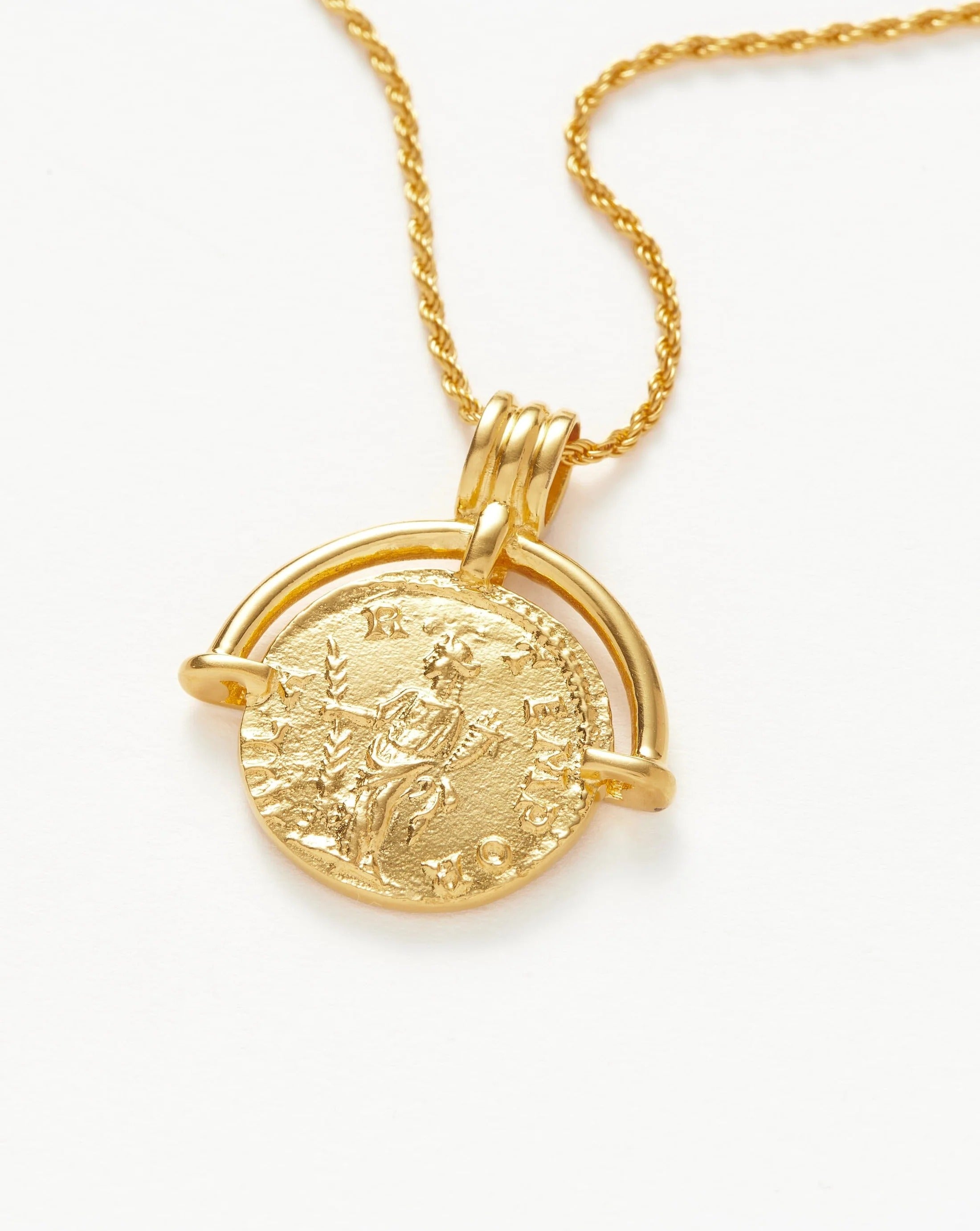 Lucy Williams Medium Engravable Roman Arc Coin Necklace