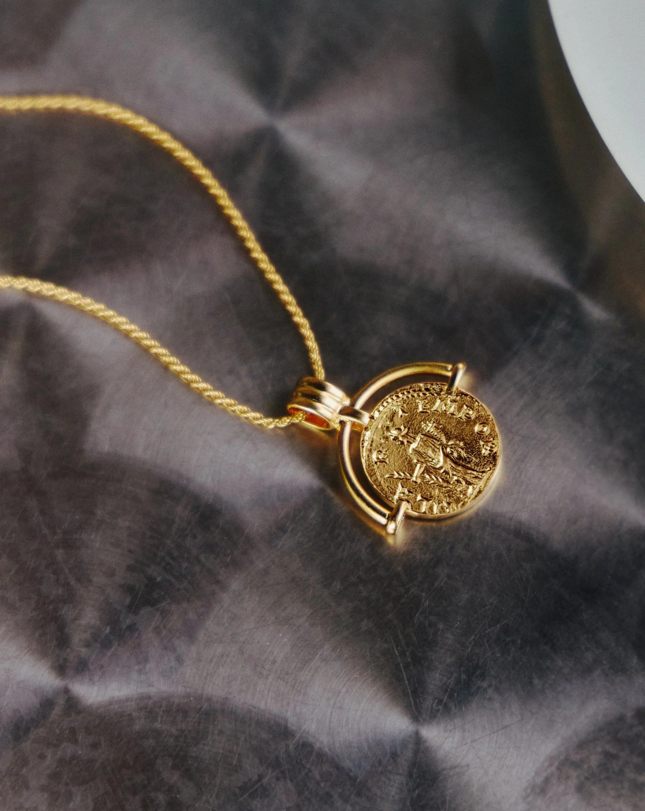 Lucy Williams Medium Engravable Roman Arc Coin Necklace