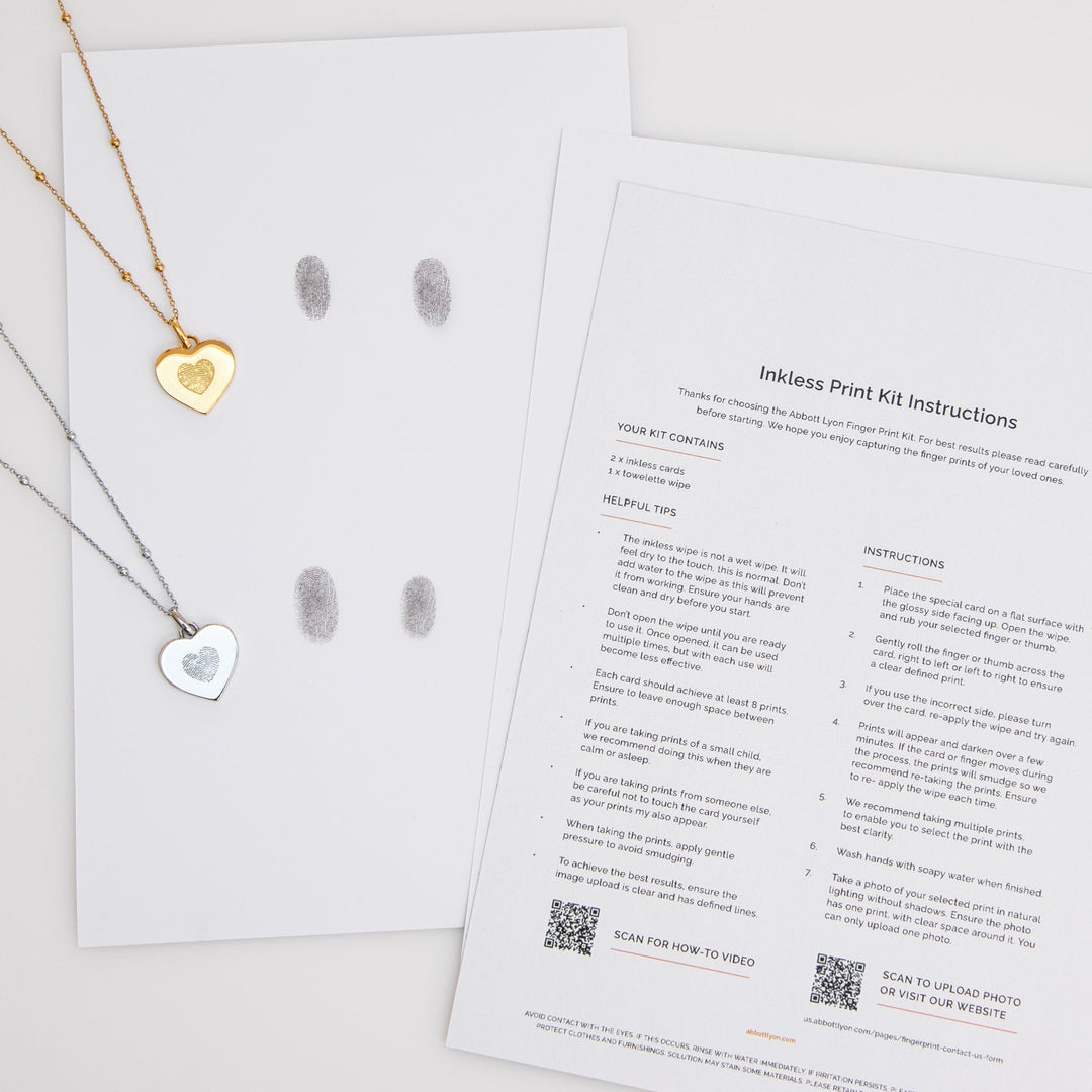 Uniquely Yours Fingerprint Heart Necklace (Gold)