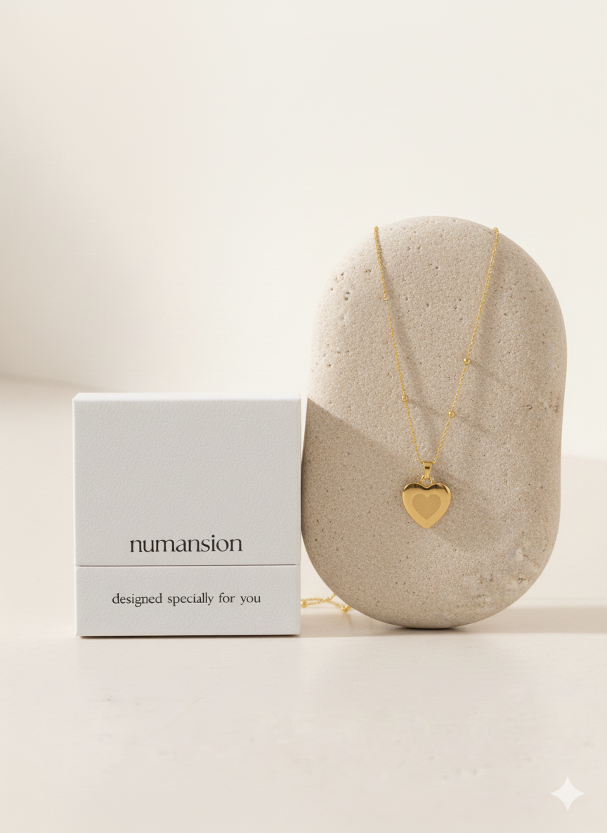 Uniquely Yours Fingerprint Heart Necklace (Gold)