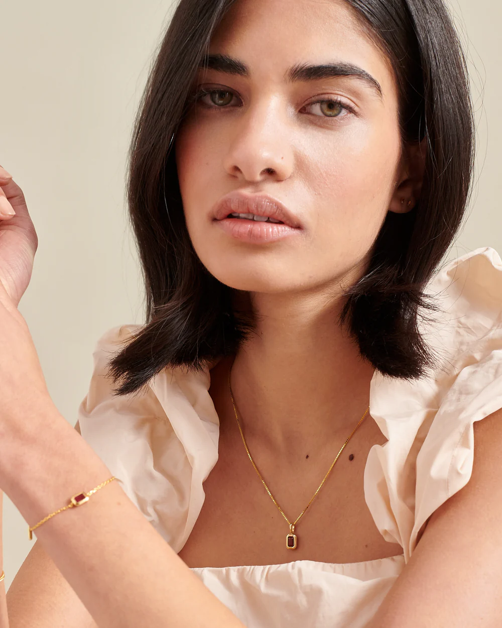 Rectangle Birthstone Necklace