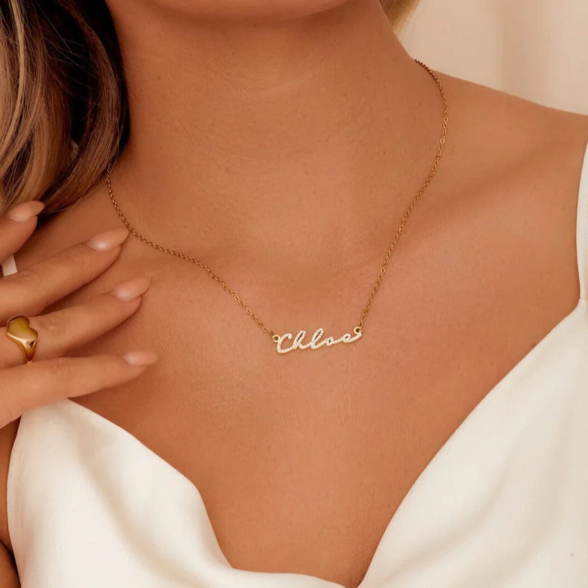Crystal Signature Name Necklace