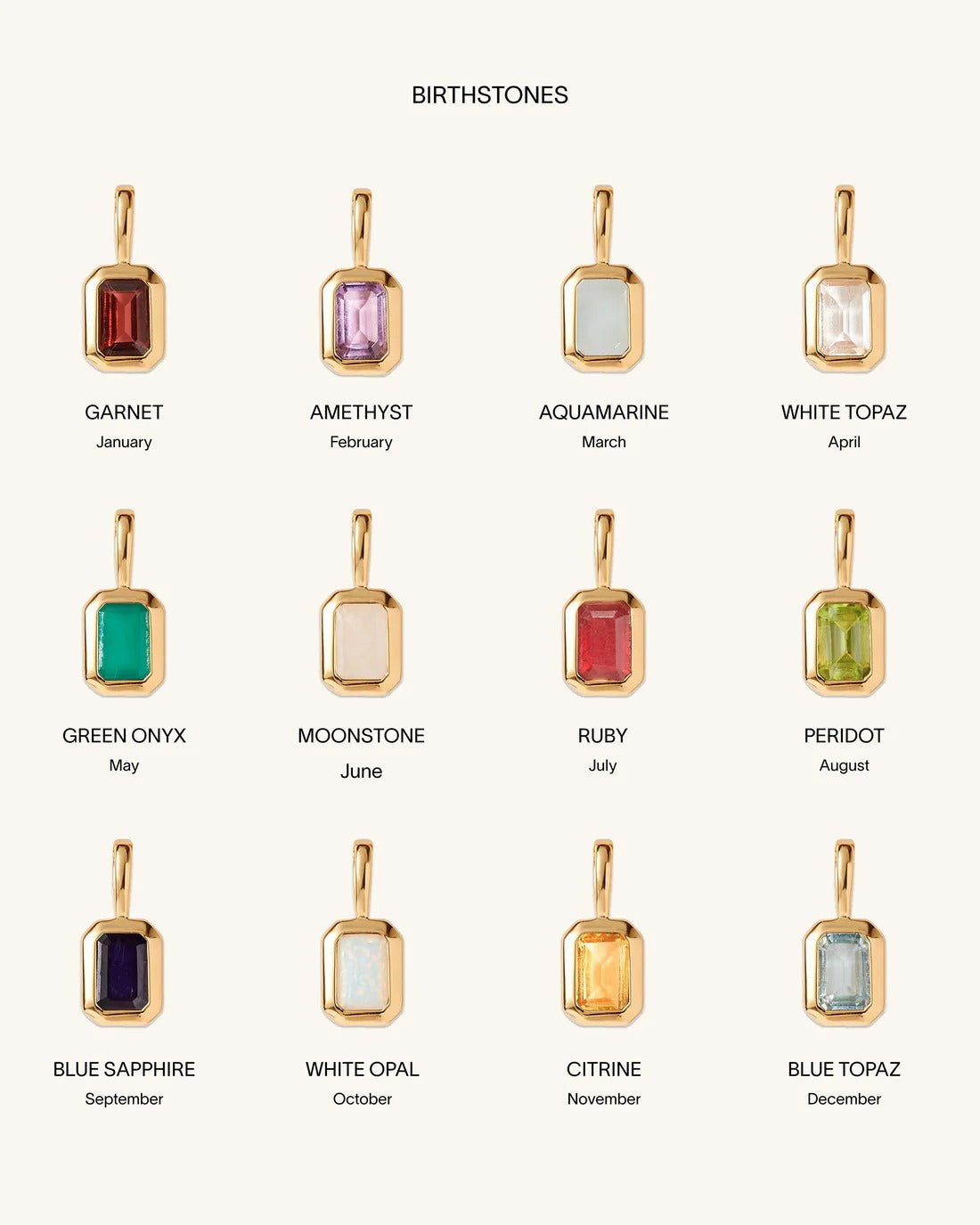 Rectangle Birthstone Necklace