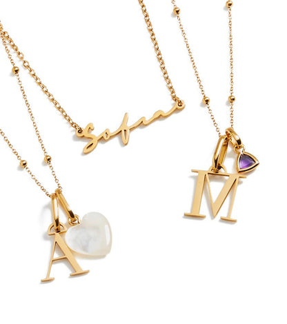 Initial & Birthstone Necklace