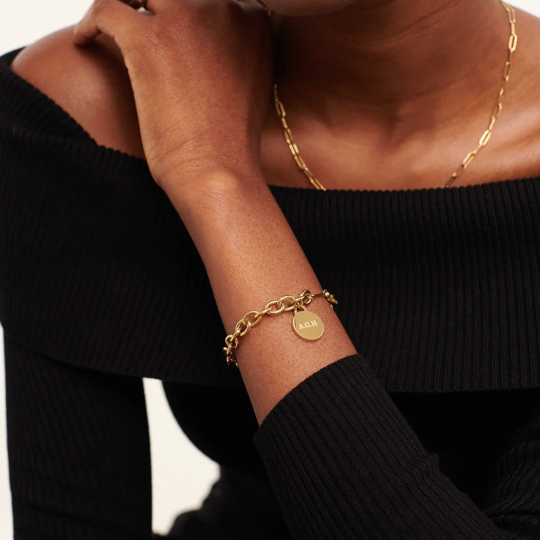 Engravable Classic Chunky Disc Bracelet