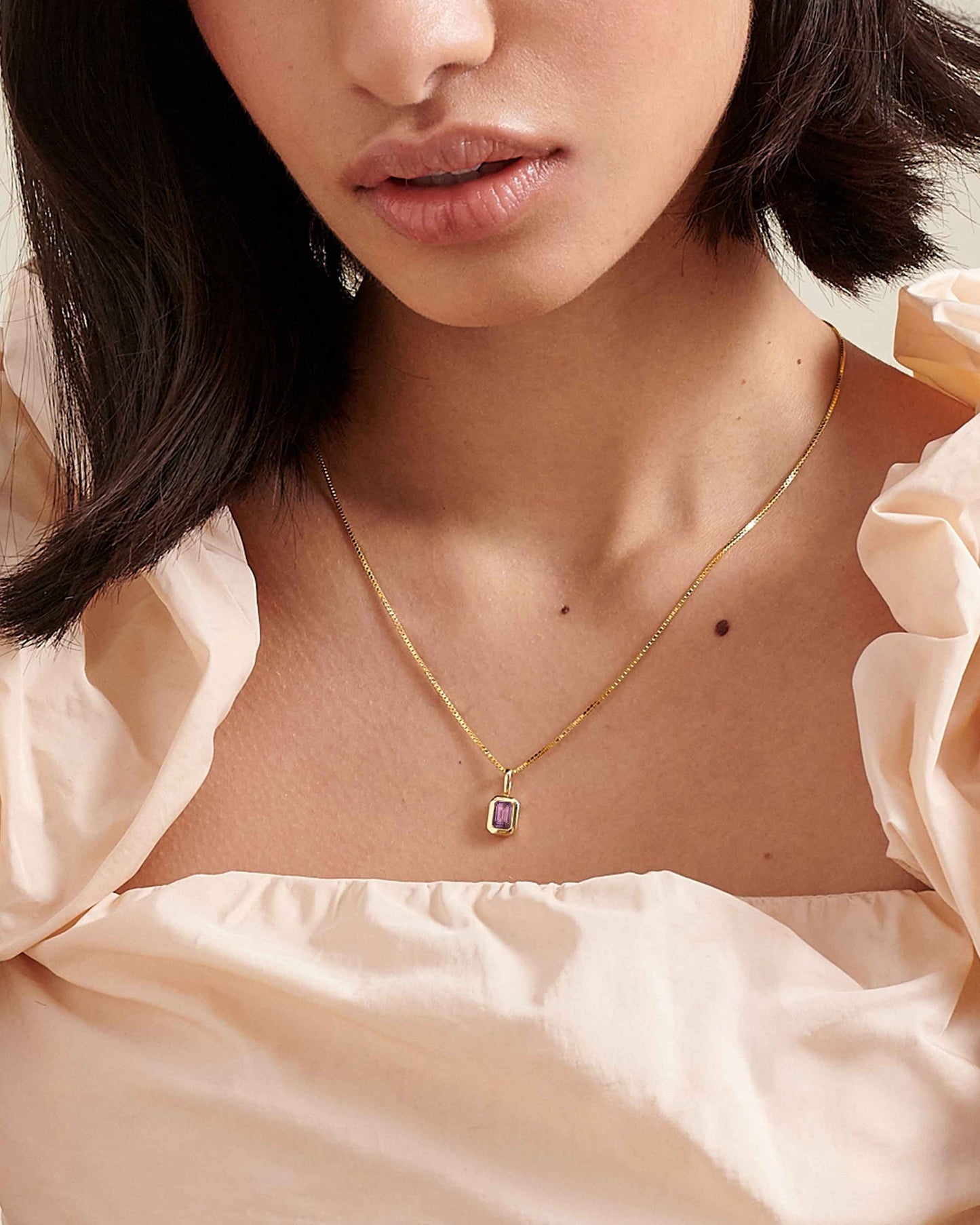 Rectangle Birthstone Necklace