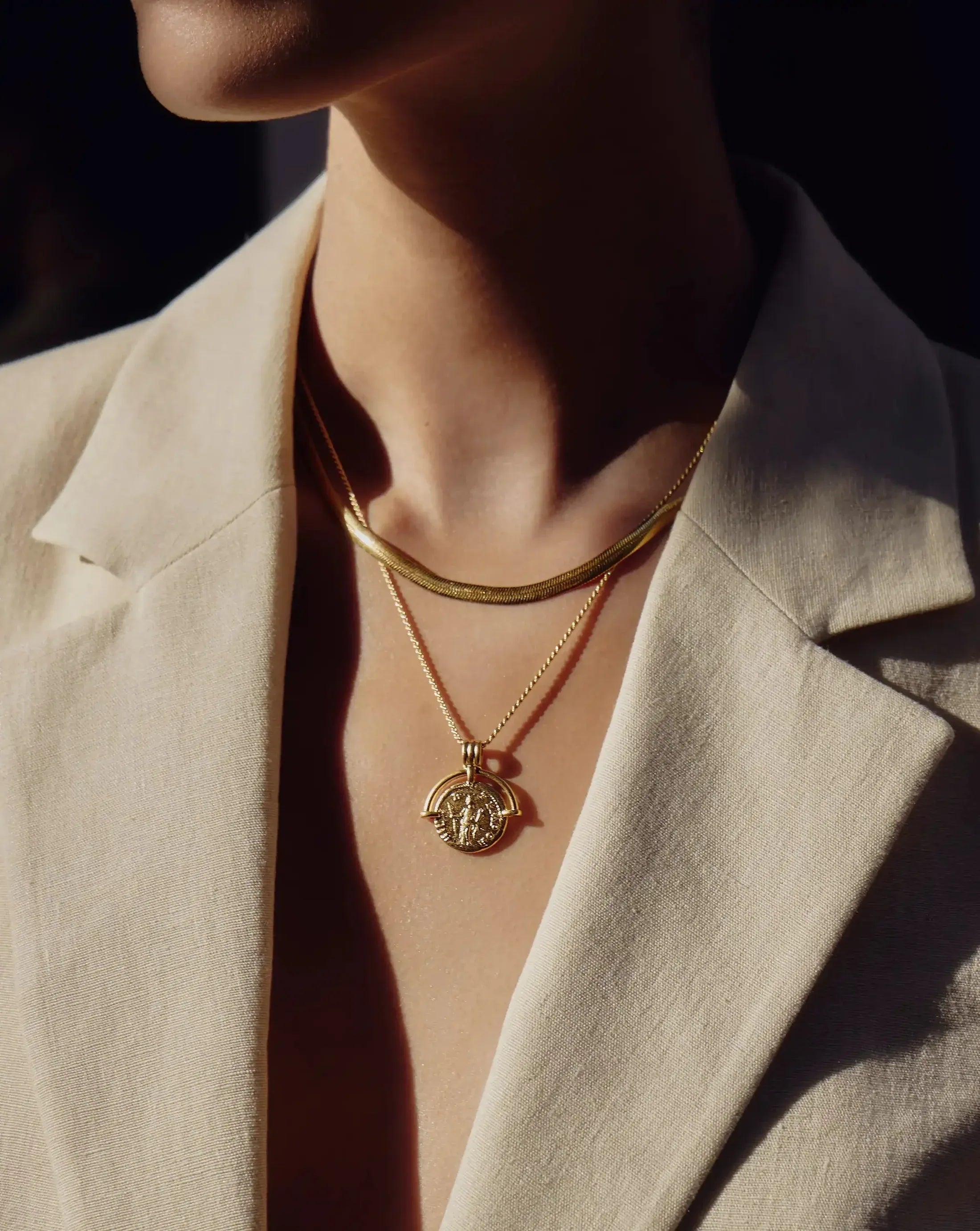 Lucy Williams Medium Engravable Roman Arc Coin Necklace