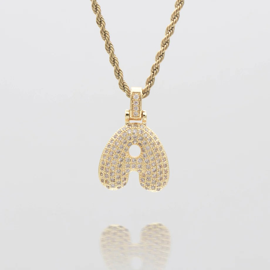 ICY Bubble Letter Initial Necklace
